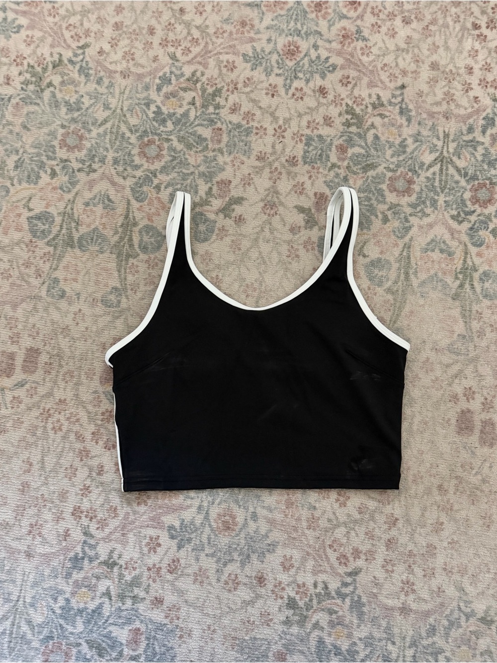 lululemon athletica Black Crop Tank with White Straps